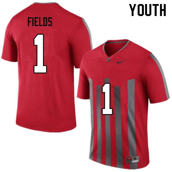 Ohio State Buckeyes Youth Justin Fields #1 Red Authentic Nike Throwback College NCAA Stitched Football Jersey JF19T56RR